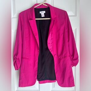 Candies Pink Blazer Women's Size L, 3/4 Sleeve, Lightweight